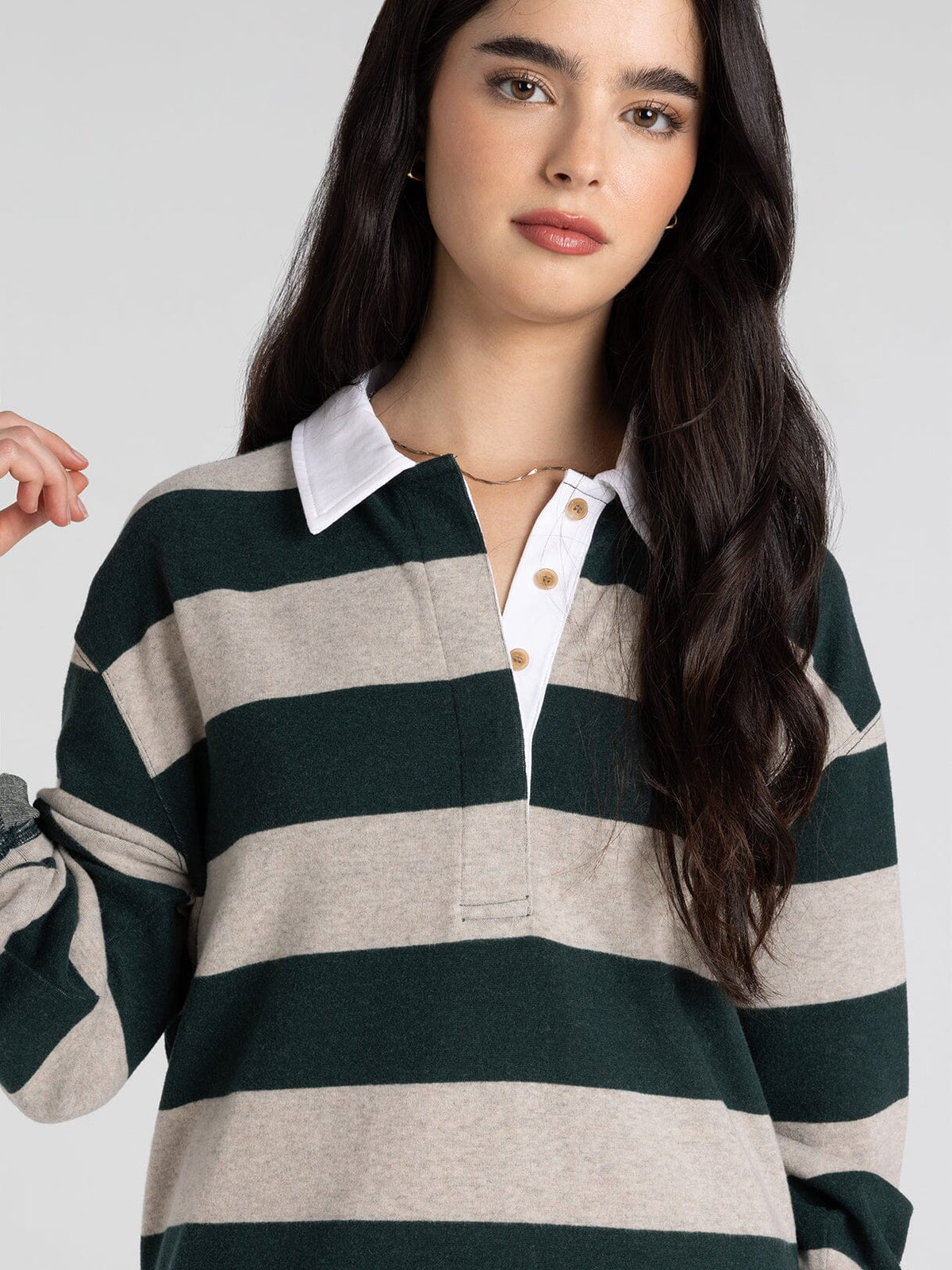 Pierce Dress in Stone Pine Stripes