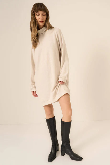 Kai Funnel Neck Cozy Dress in Oatmeal