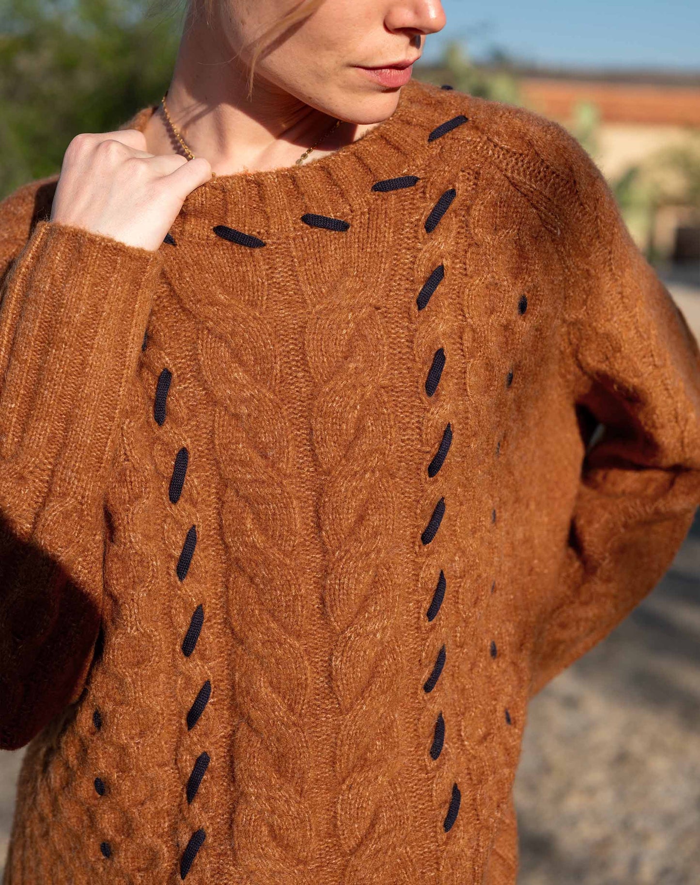 Ribbons and Romance Sweater in Rust