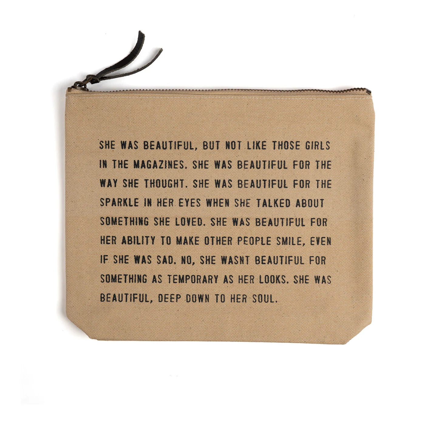 Canvas Zip Bag: She Was Beautiful - Flax