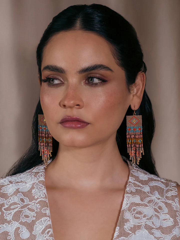 Shisha Fringe Earrings in Aqua