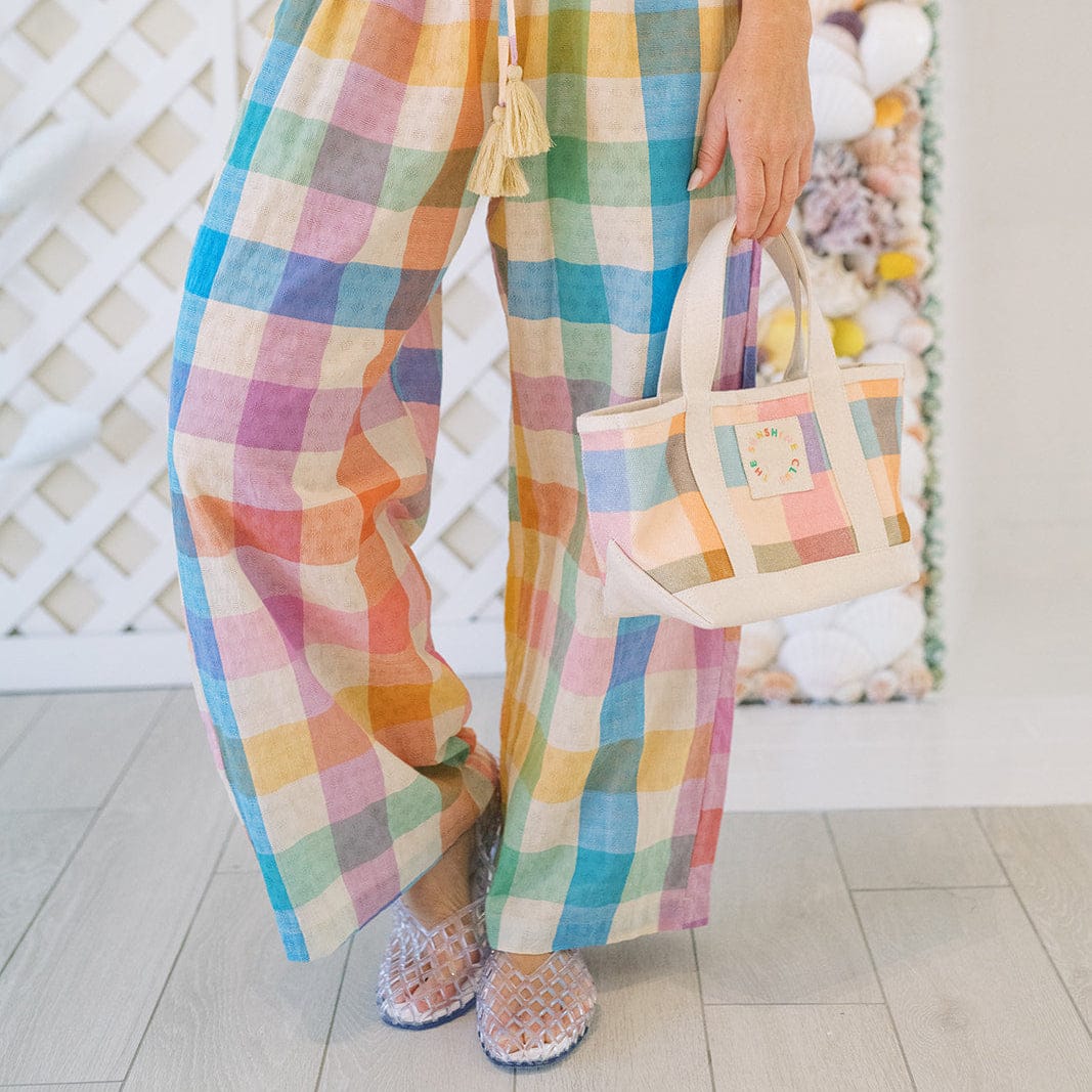 Mini Rainbow Plaid Canvas Tote