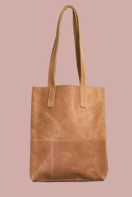 GR Outside Pockets Handbag in Caramel