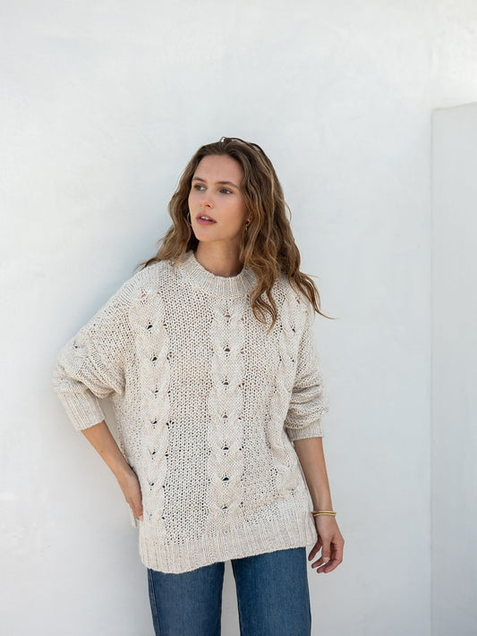 Topanga Cable Sweater in Salty