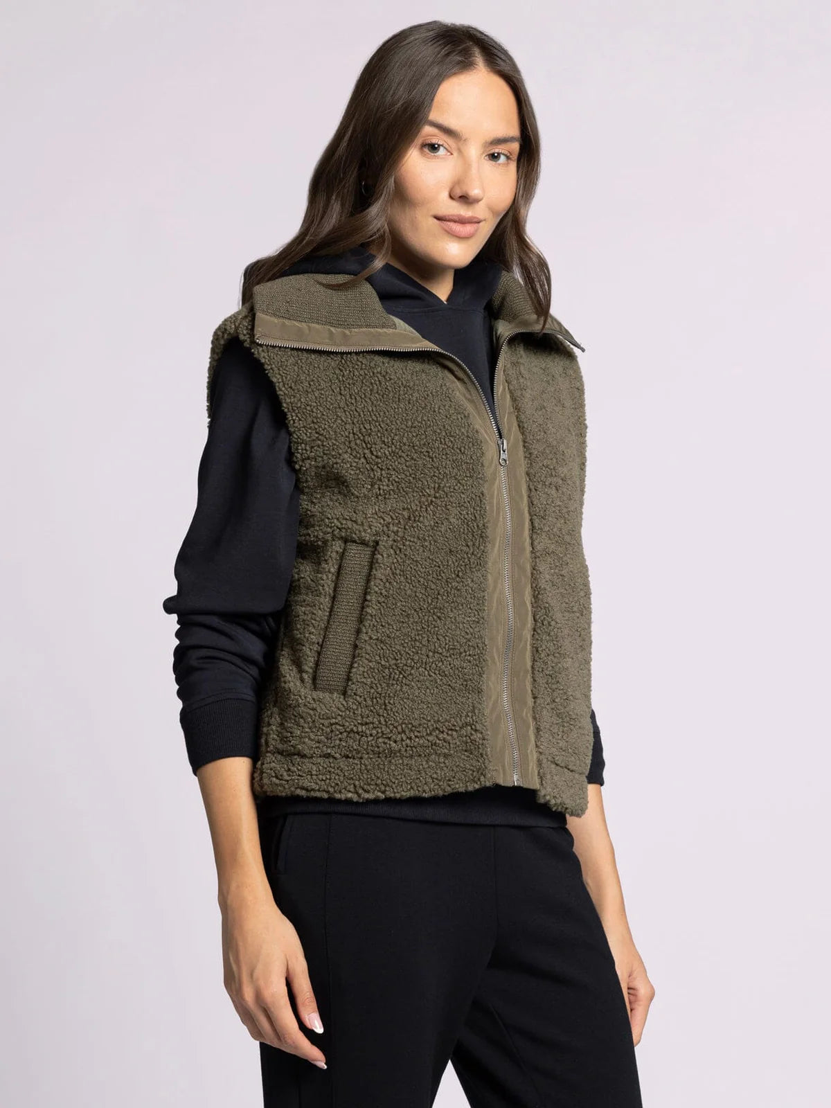 Trista Vest in Dark Olive