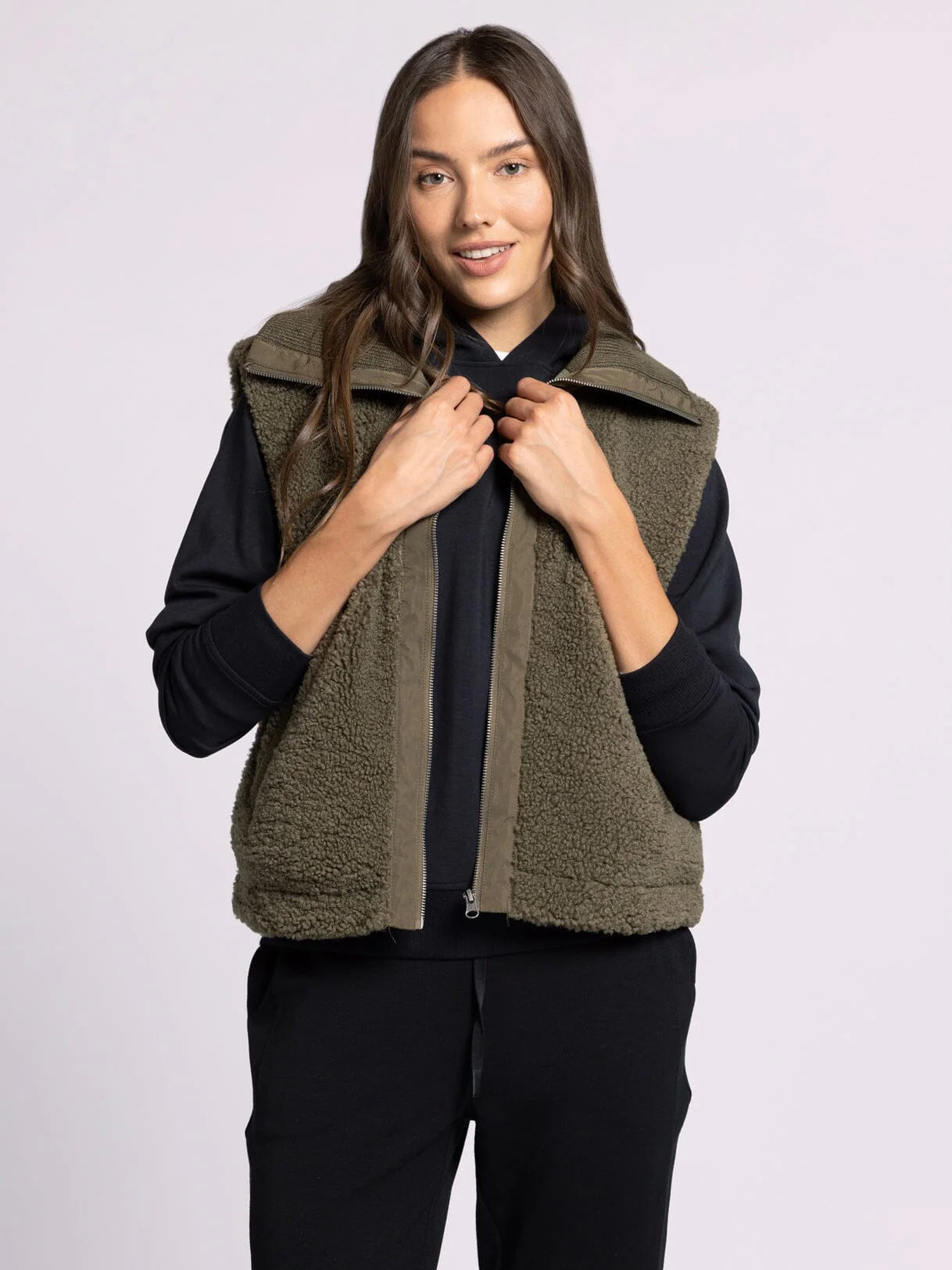 Trista Vest in Dark Olive