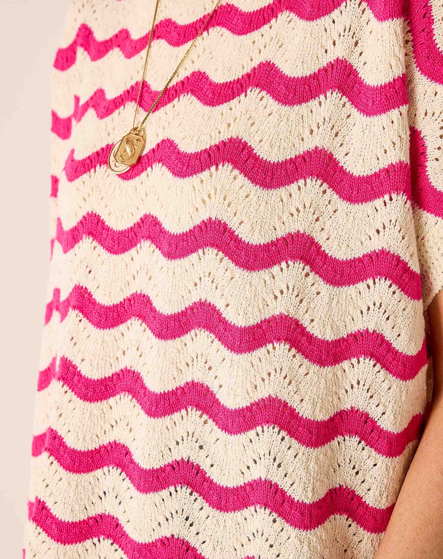 Waverly Sweater in Ecru & Magenta