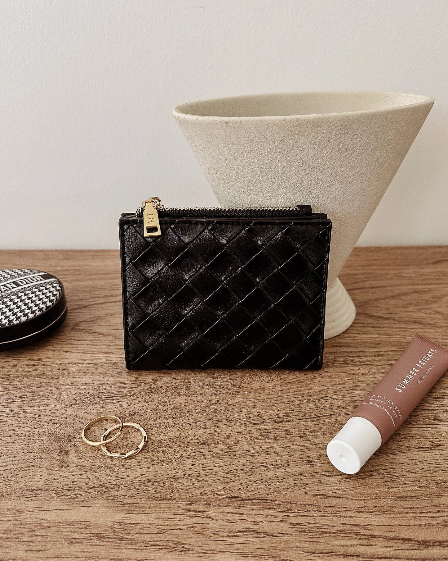 Lily Woven Wallet - Black