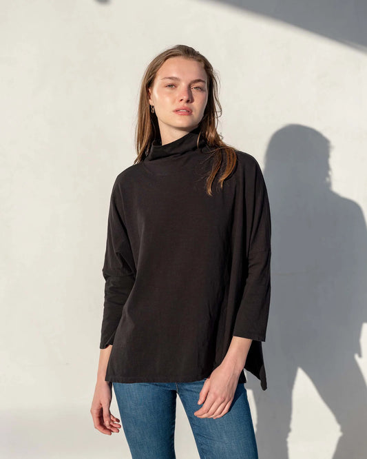 Catalina Turtleneck Tee in Black