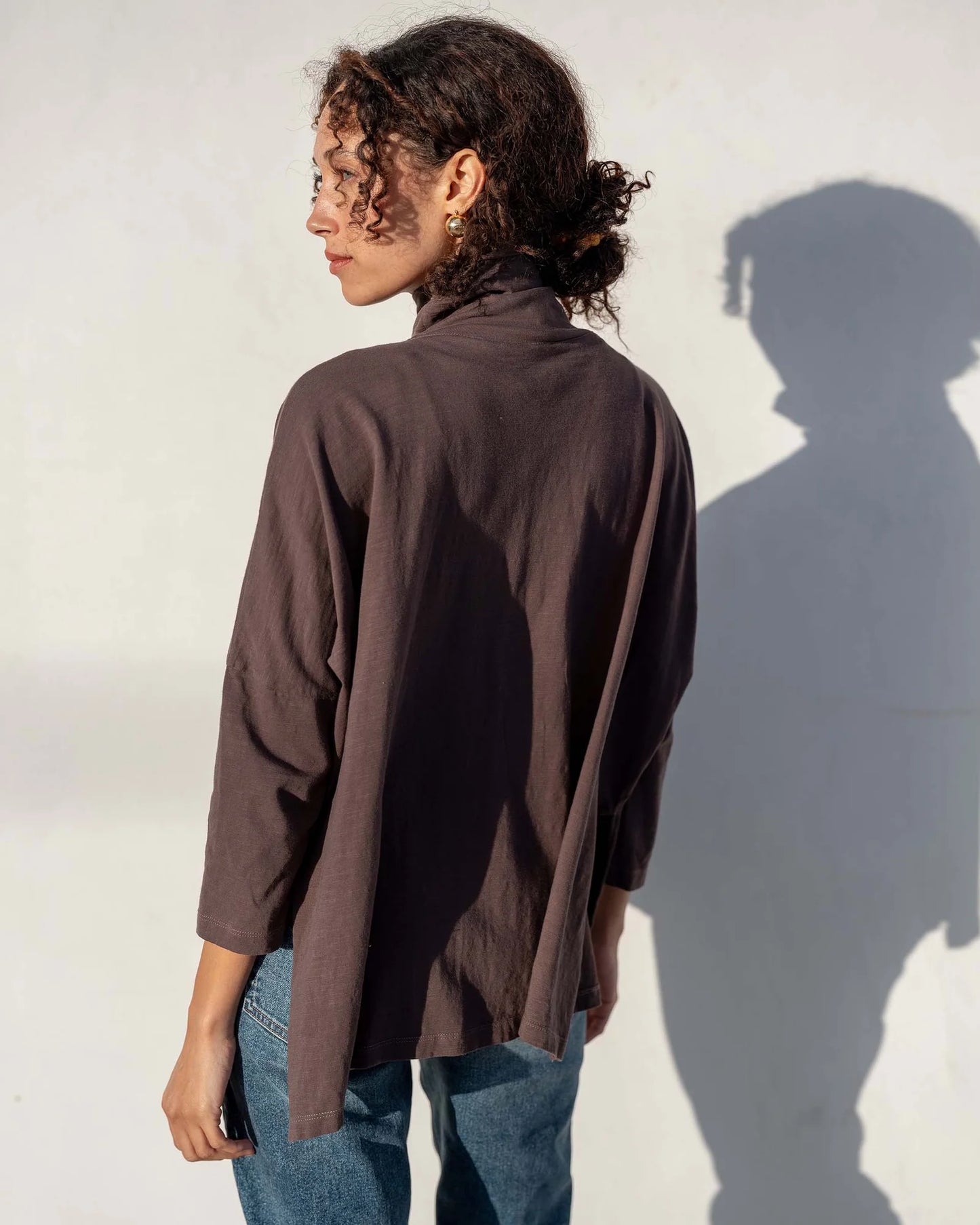 Catalina Turtleneck Tee in Brownstone