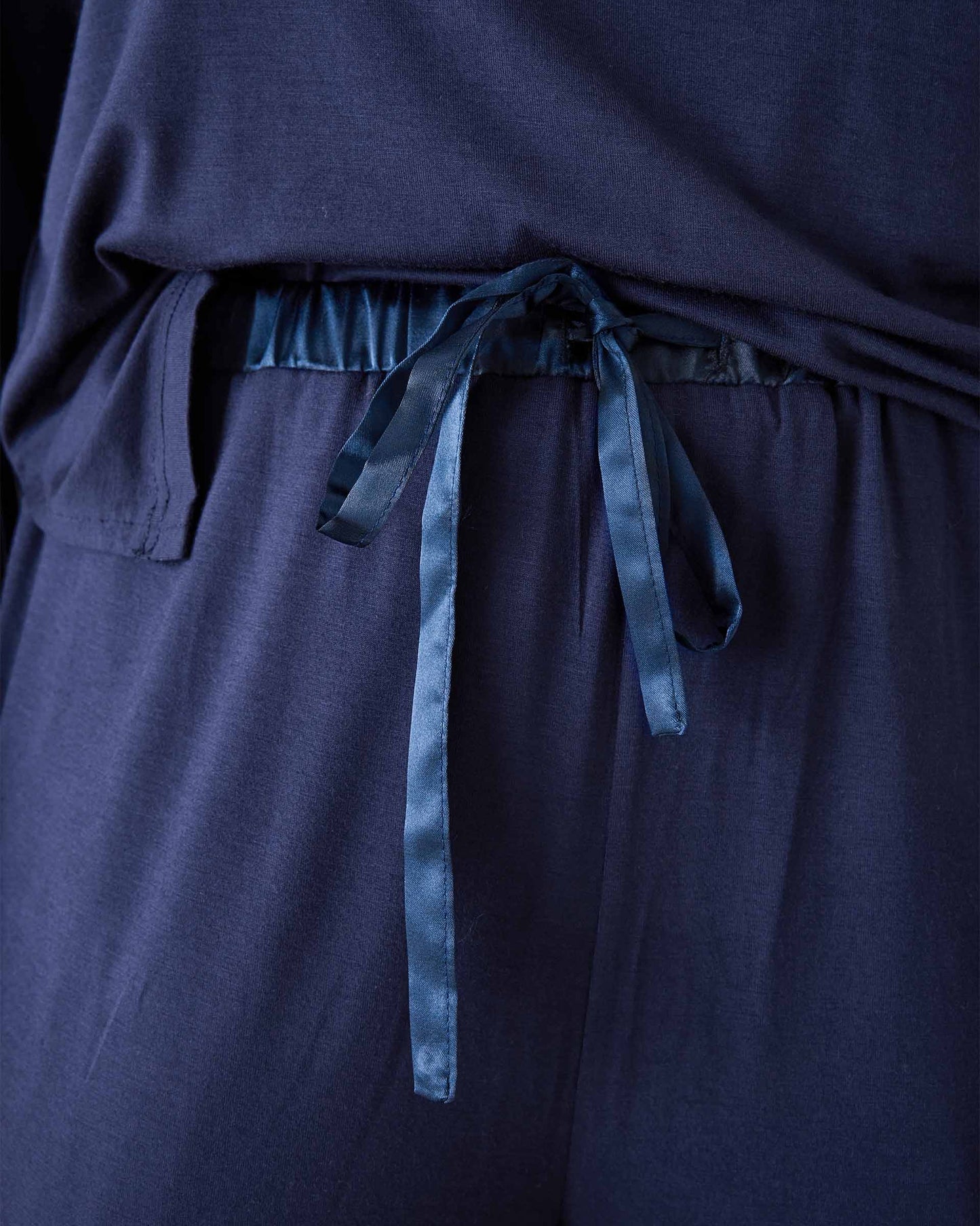 Satin Sailor Modal Pajama Set in Navy