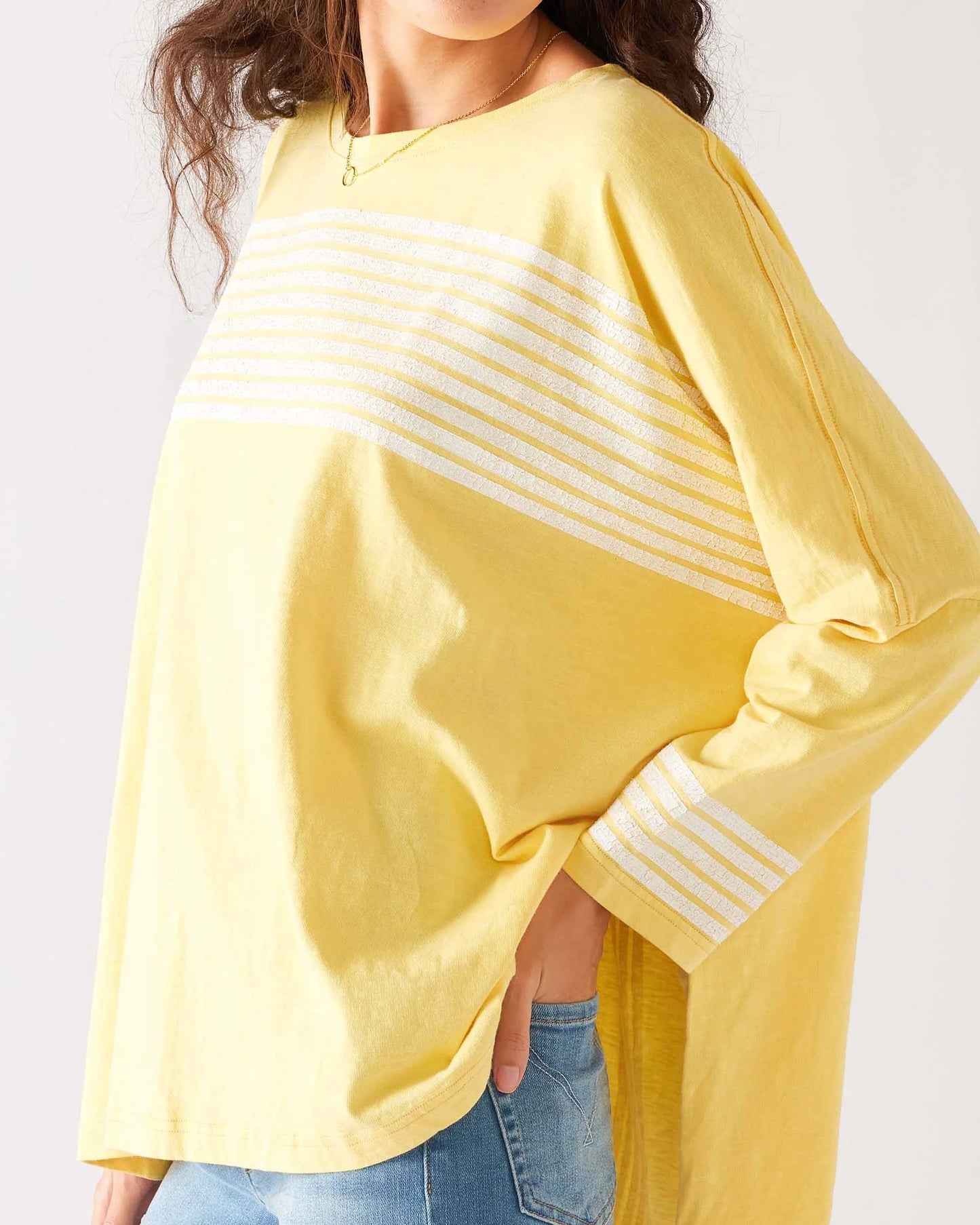 Catalina Sun Kissed Slub Tee in Pineapple Stripe