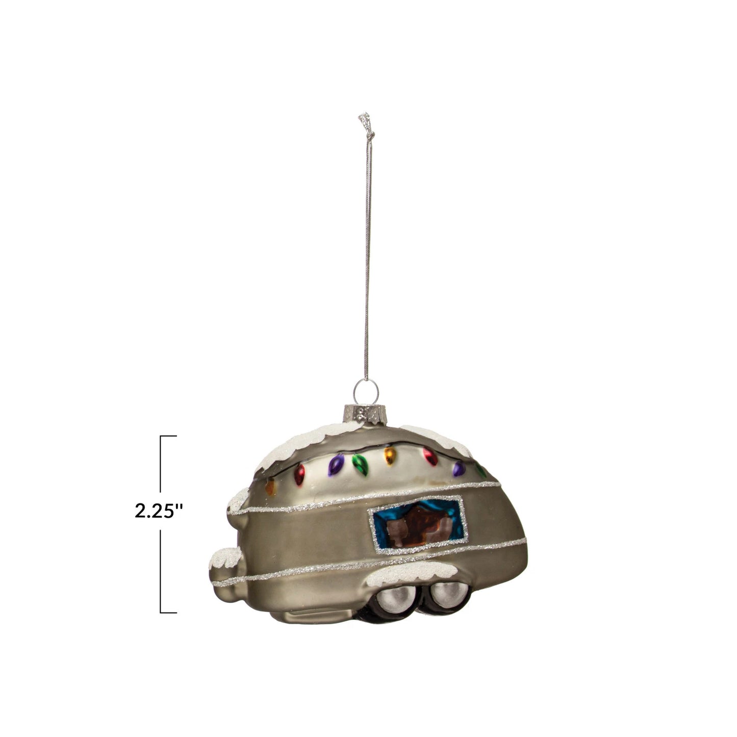 Hand-Painted Glass Camper Ornament
