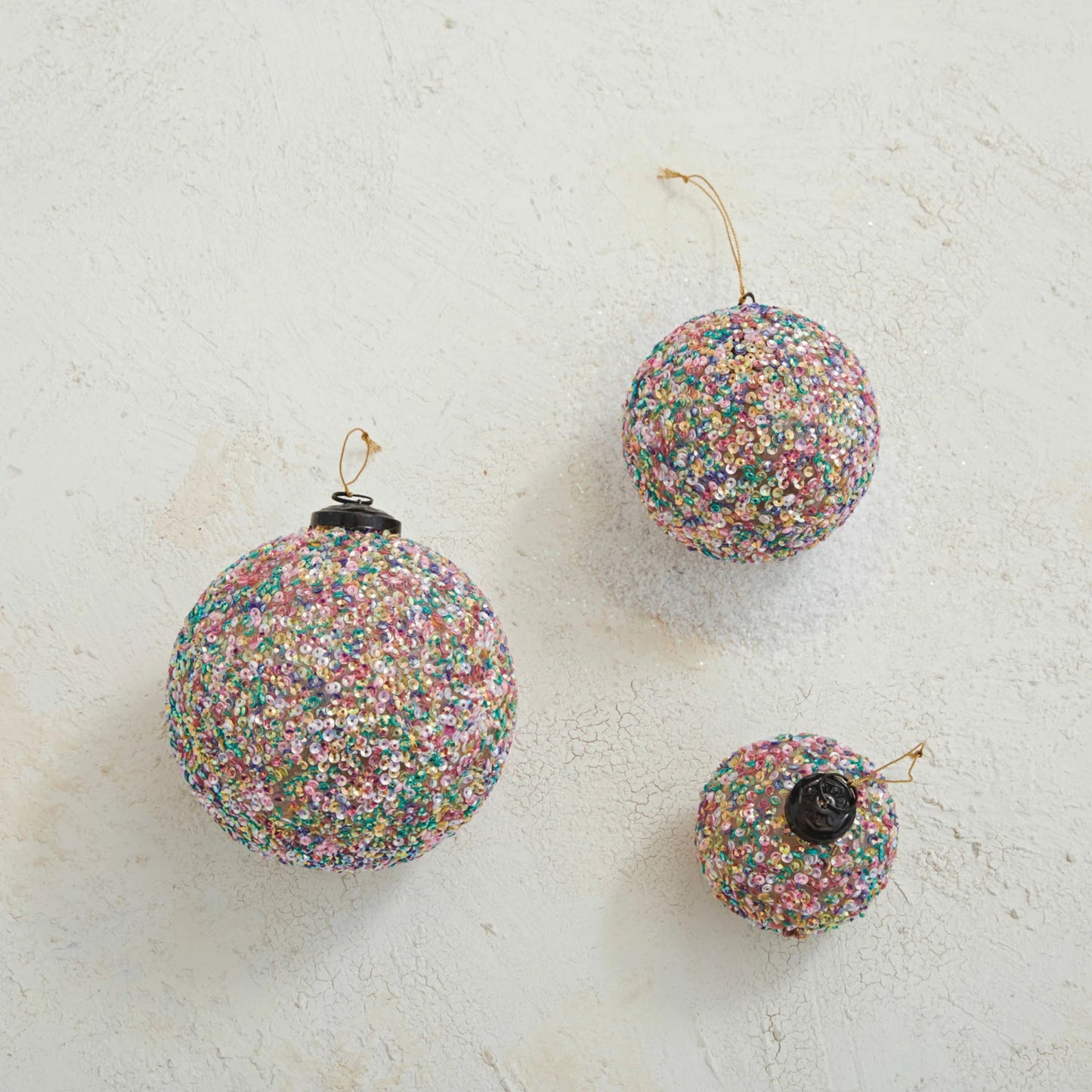 Recycled Glass Ball Ornament w/ Sequins (3 sizes)