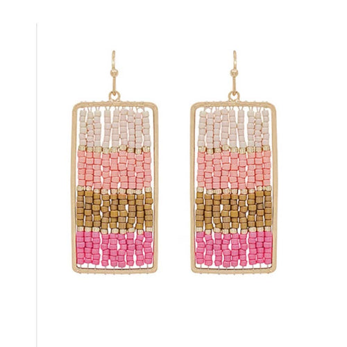 Beaded Rectangle Drop in Blush
