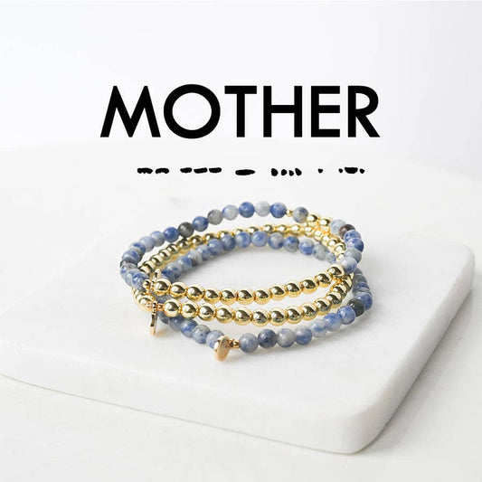 MOTHER Morse Code Stacking Bracelet Set: Lapis