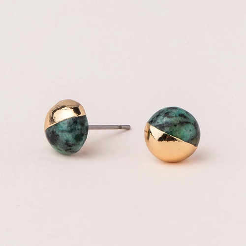 Dipped Stone Stud in African Turquoise/Gold