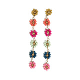 Amanda Multi Color Flower Beaded Dangle Earrings in Rainbow