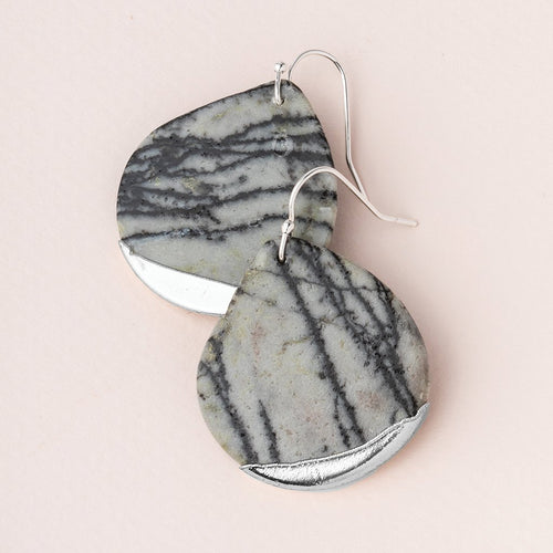Stone Dipped Teardrop Earring in Picasso Jasper/Silver