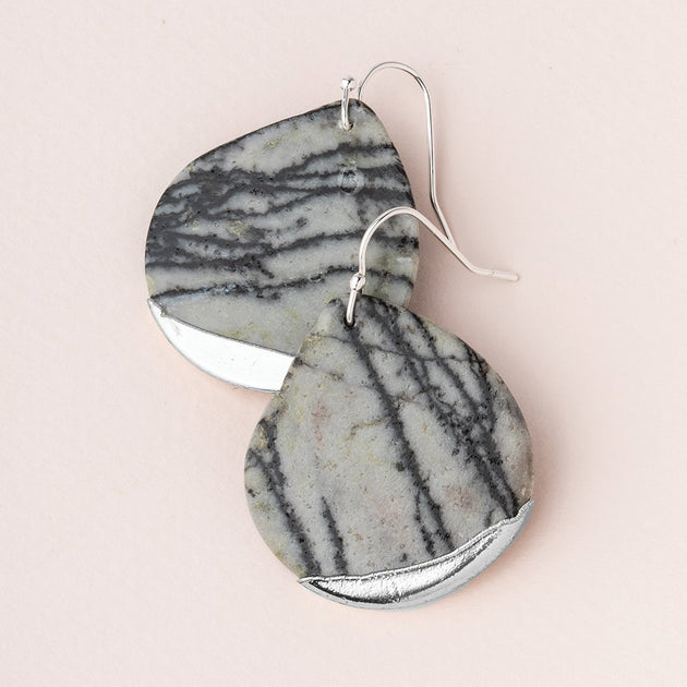 Stone Dipped Teardrop Earring in Picasso Jasper/Silver