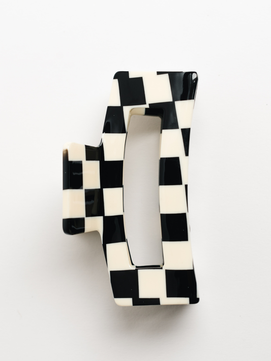 Black & White Checkered Hair Claw