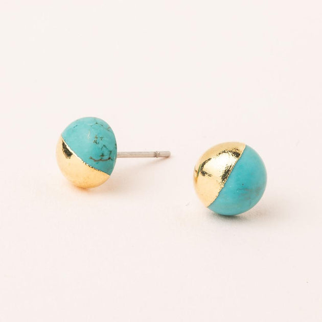 Dipped Stone Stud in Turquoise/Gold