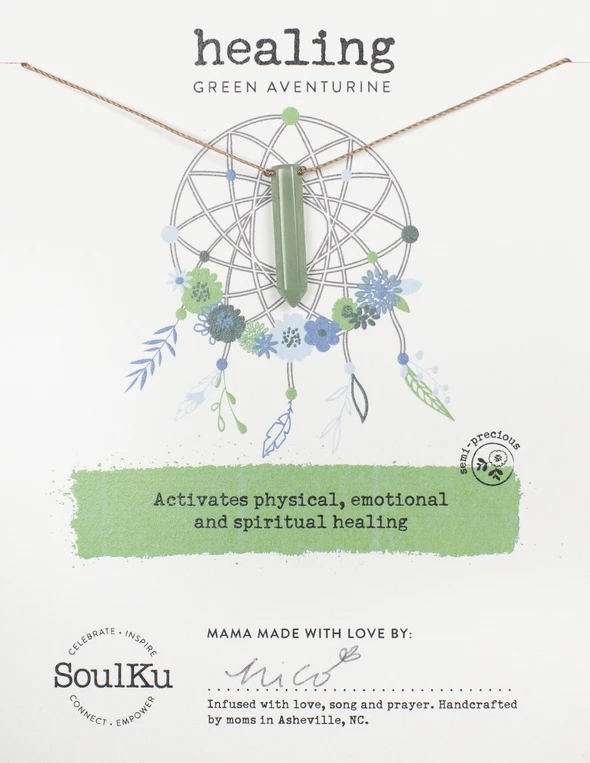 Dream Catcher Necklace in Green Aveturine - Healing