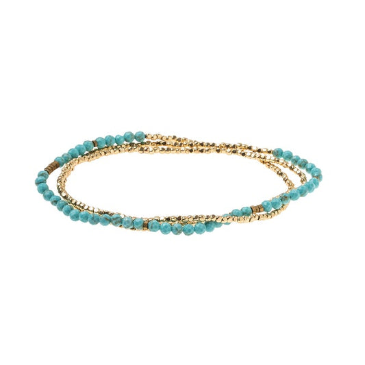 Delicate Stone Wrap Bracelet in Turquoise/Gold