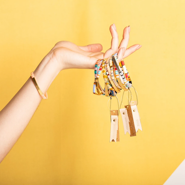 Good Karma Miyuki Bracelet | Good As Gold - Aqua Multi/Gold