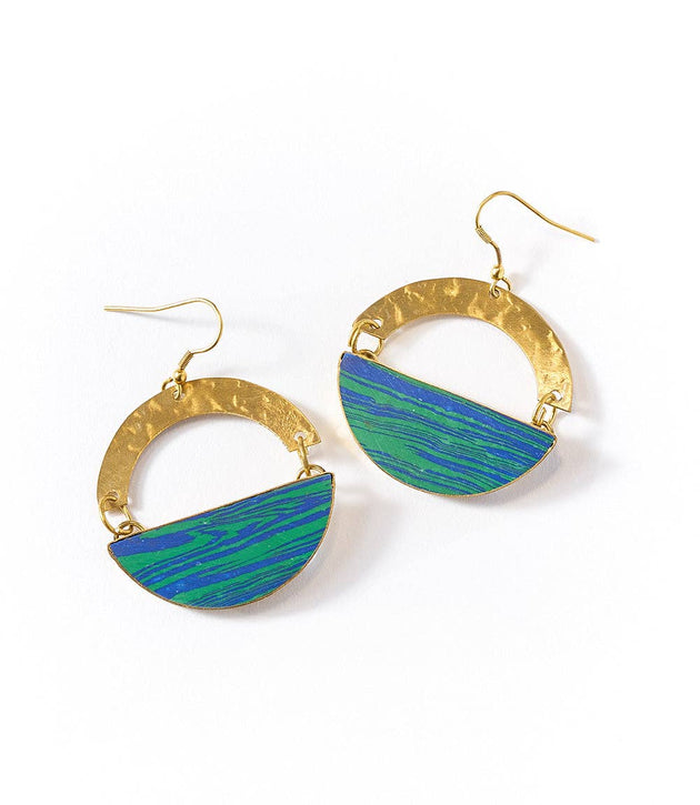 Ria Earrings - Blue Green Swirl