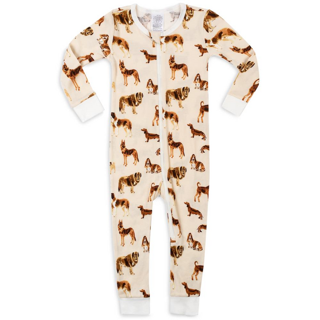 Zipper Pajamas in Natural Dogs