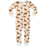 Zipper Pajamas in Natural Dogs