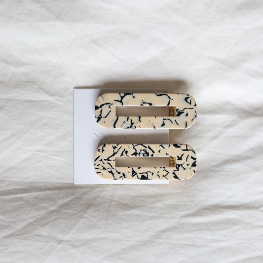 Tortoise Duo Hair Clips In Marble