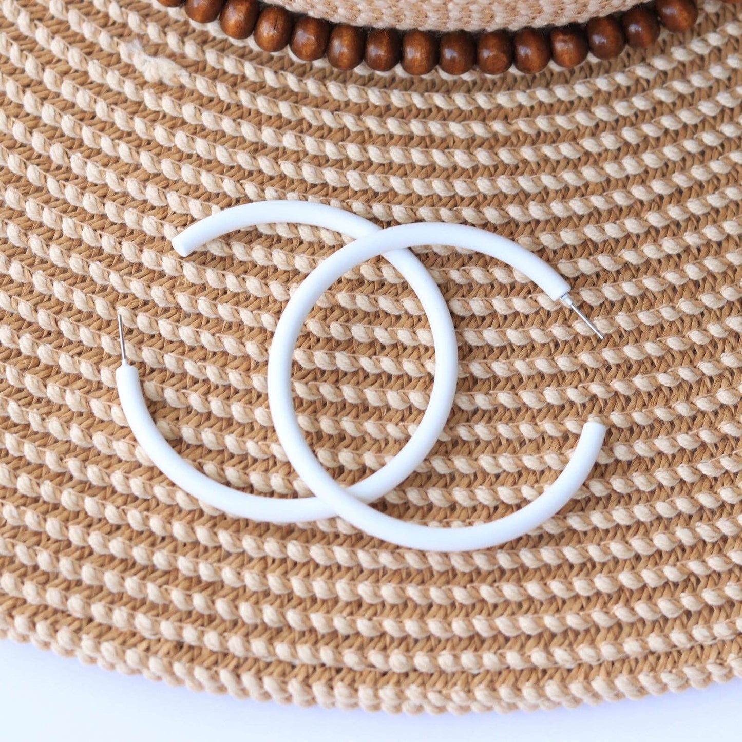 Large Skinny White Hoop Earring