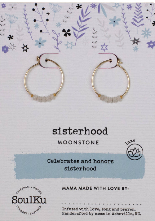 Moonstone Gold Hoop Earrings for Sisterhood