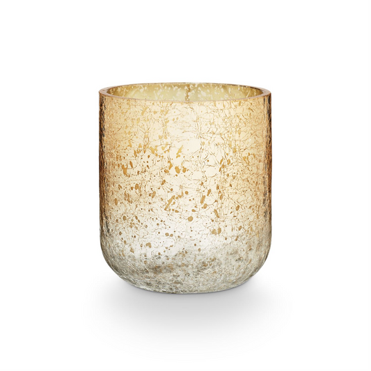 Winter White Small Crackle Glass Candle