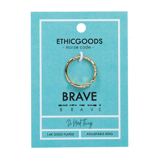 CLASSIC GOLD Morse Code Ring - Patterned | BRAVE: Brave