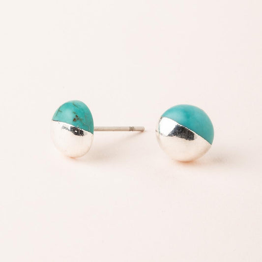 Dipped Stone Stud in Turquoise/Silver