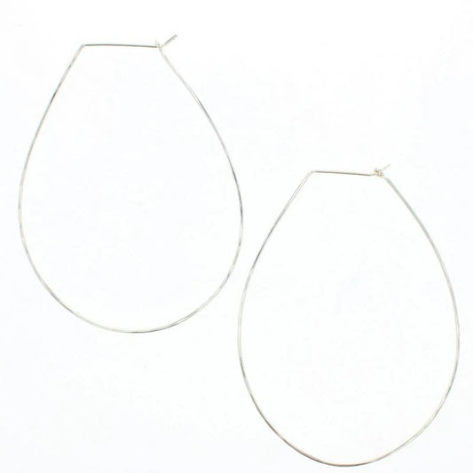 Pear Hoop Earrings in Silver