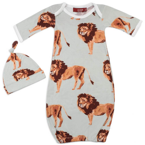 Bamboo Newborn Gown & Hat Set in Lions