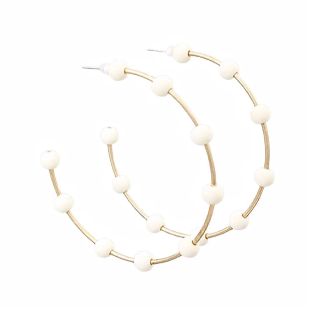 Cream & Gold Bead Hoops