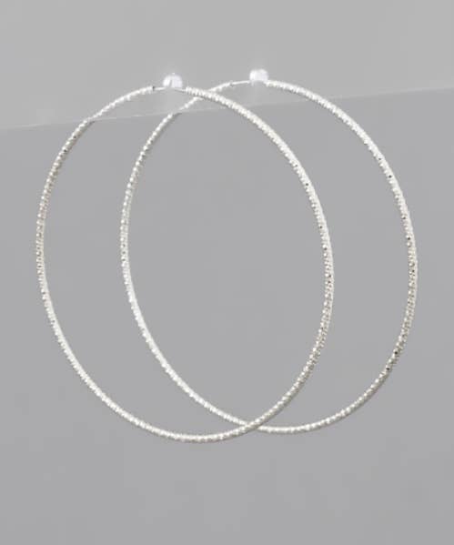 Large Silver Textured Hoop