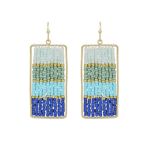 Beaded Rectangle Drop in Blue