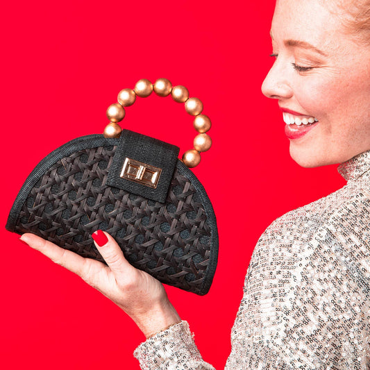 Statement evening black & gold handbag