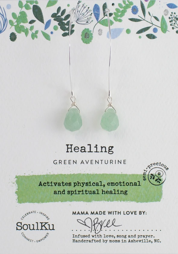 Long Soul Full of Light Earring in Green Aventurine - Healing
