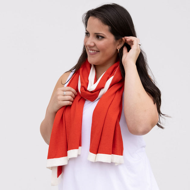 Dreamsoft Organic Cotton Travel Scarf - Poppy Banded