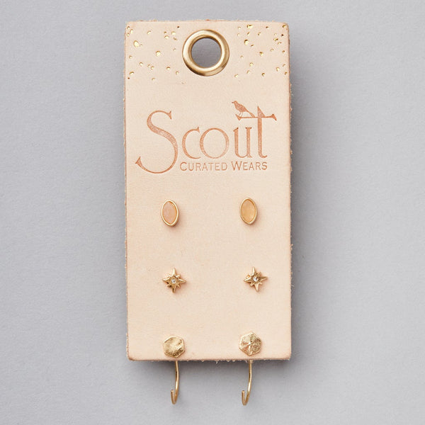 Gabby Stud Earring Trio - Gold