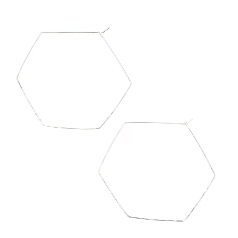 Hexagon Hoops in Silver