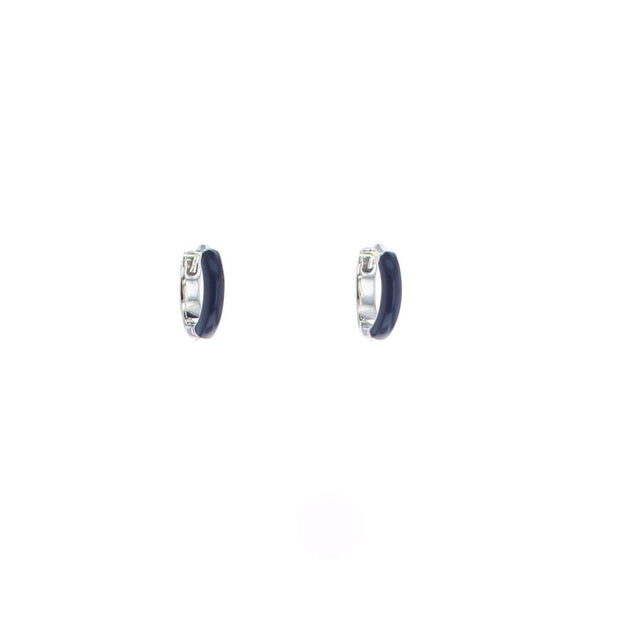 Noir Huggie Hoops in Silver