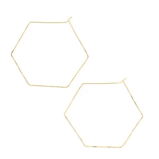 Hexagon Hoops in Gold